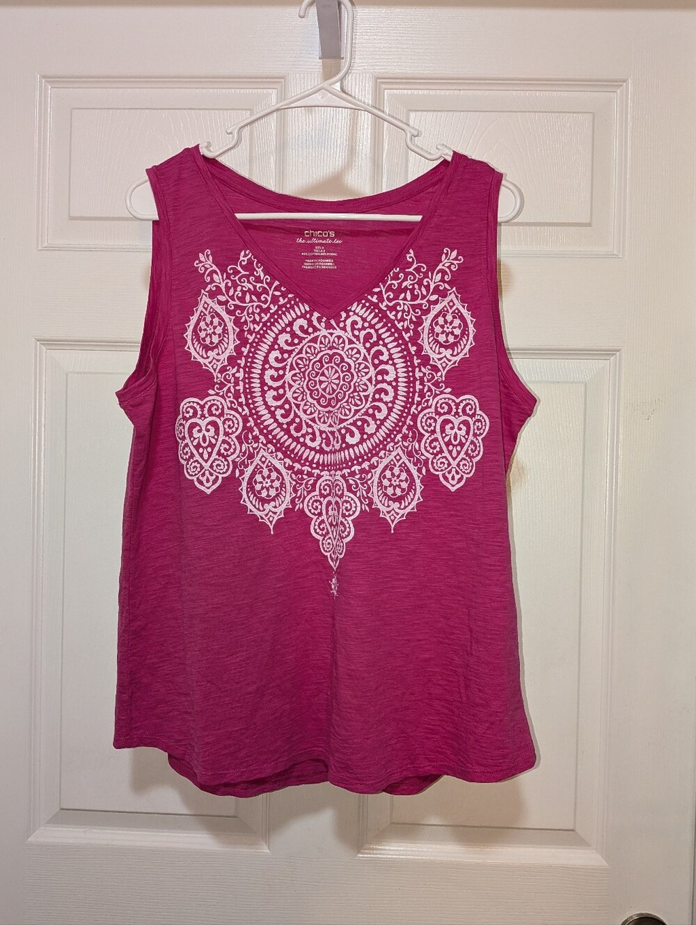 Chicos Pink V-Neck Mandala Tank 2 Large
